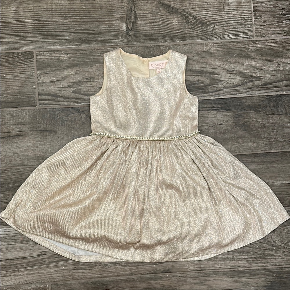 Biscotti Cream Pleated Formal Dress